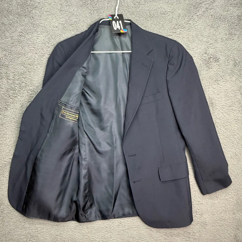 Polo University Club Blazer Mens 40R Navy Blue Two Button Sport Coat Jacket